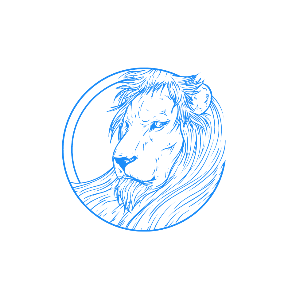 Illustration de la constellation du Lion dans un ciel étoilé